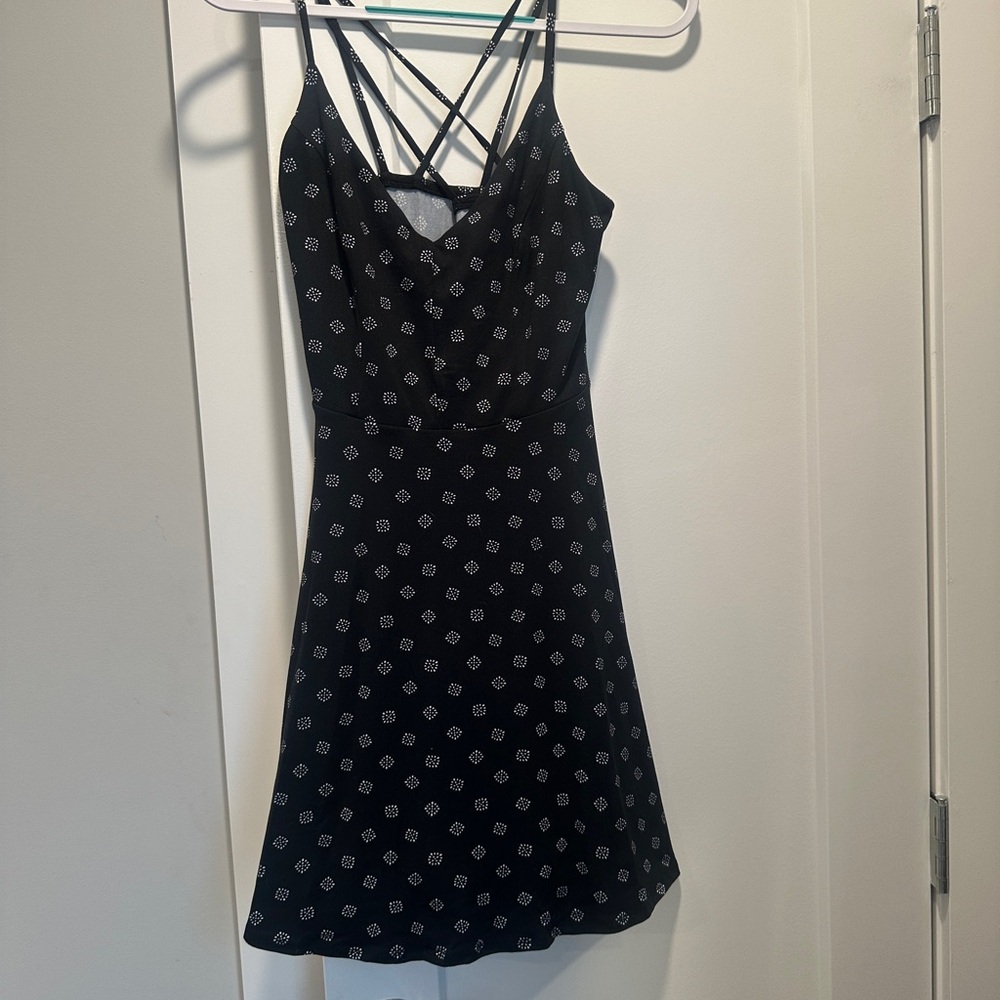 Nine Britton Black Mini Dress with White Pattern